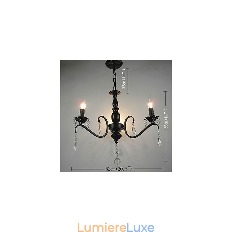 Lustre en cristal de style européen, lampe en fer forgé, lampes à bougie et lanternes créatives