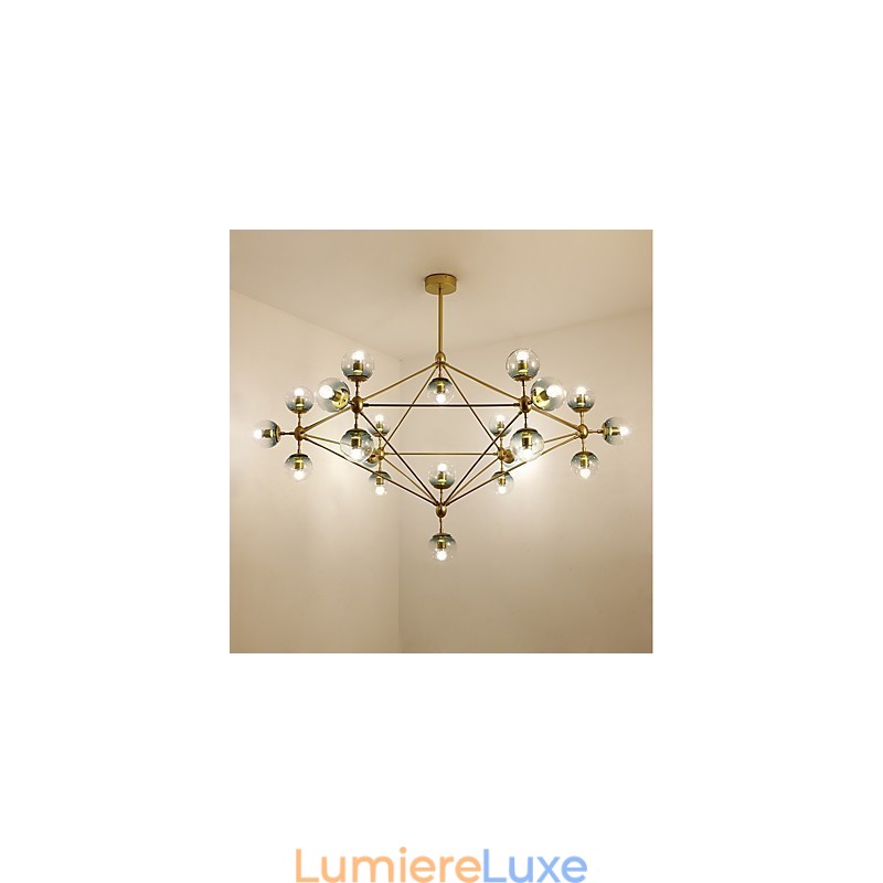 Lampe suspendue Twenty_one de style européen moderne en métal et verre Modo, luminaire décoratif de style industriel pour le hall d'entrée