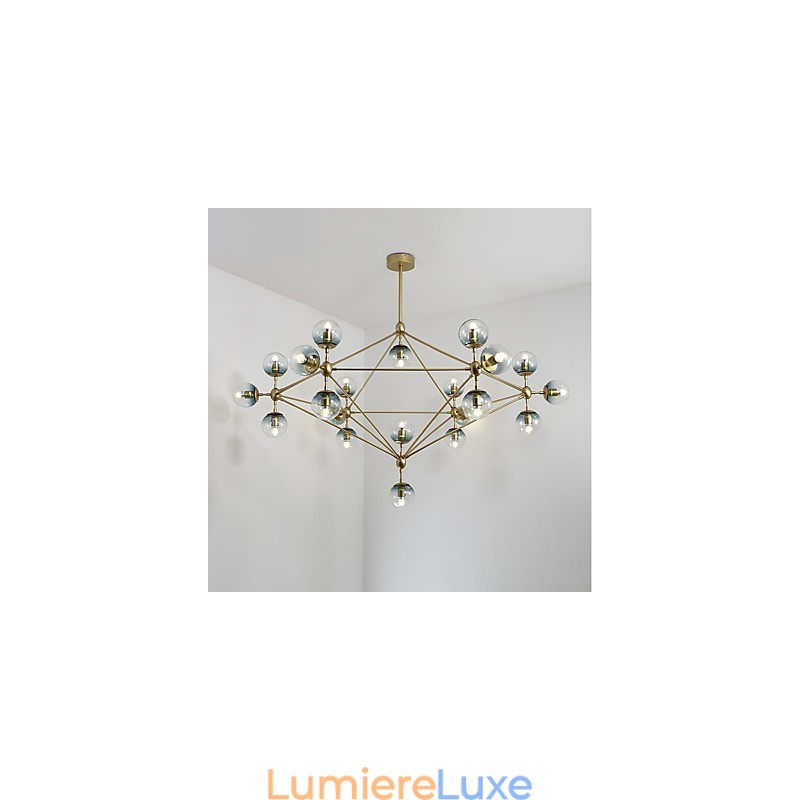 Lampe suspendue Twenty_one de style européen moderne en métal et verre Modo, luminaire décoratif de style industriel pour le hall d'entrée
