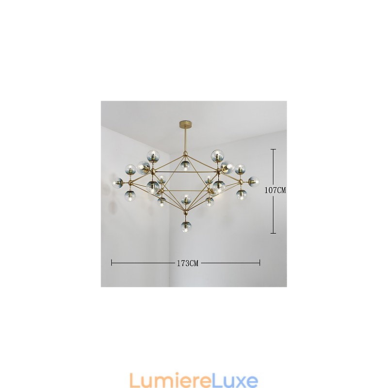 Lampe suspendue Twenty_one de style européen moderne en métal et verre Modo, luminaire décoratif de style industriel pour le hall d'entrée
