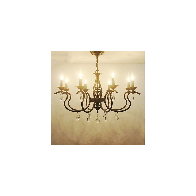 Lustre en cristal de style européen, lampes de salle à manger, bougies simples et créatives, lampes et lanternes, éclairage fantaisie