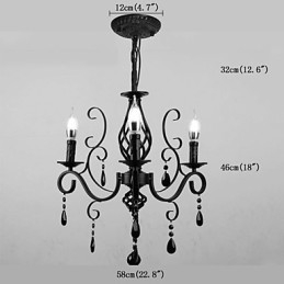 Lampe en cristal à 3 lumières, éclairage moderne et simple