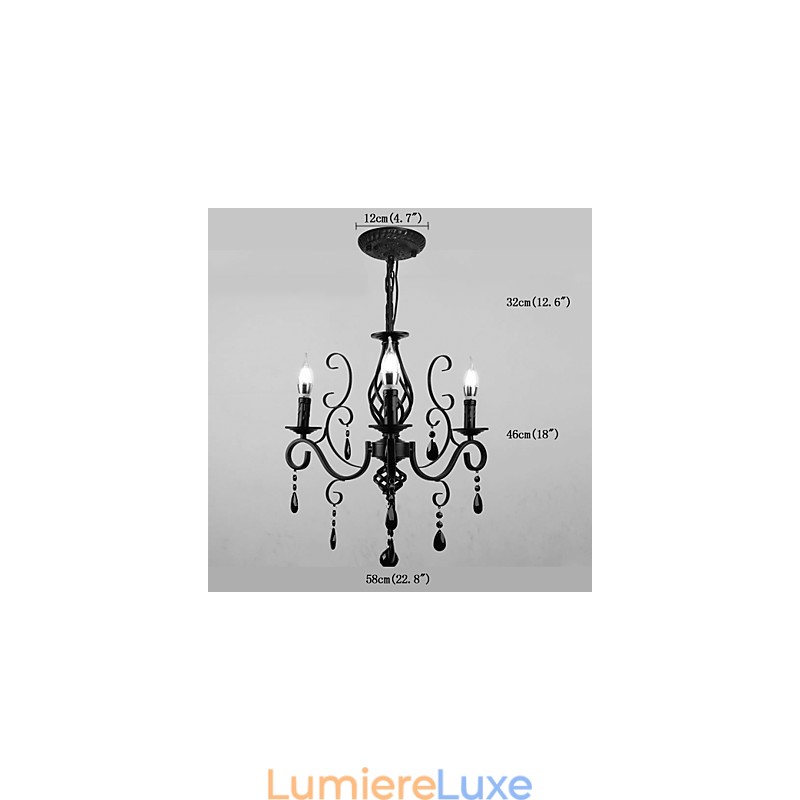 Lampe en cristal à 3 lumières, éclairage moderne et simple