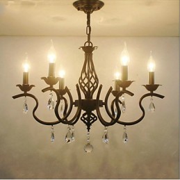 Lustre en cristal de style européen, lampes de salle à manger, bougies simples et créatives, lampes et lanternes, éclairage fantaisie