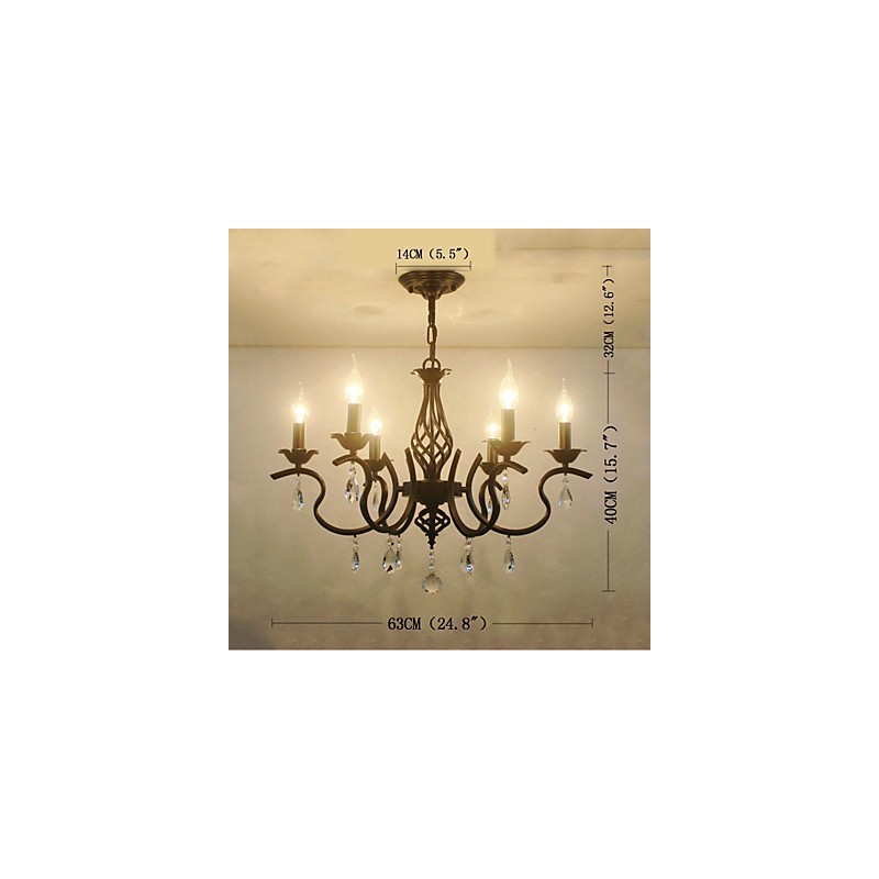 Lustre en cristal de style européen, lampes de salle à manger, bougies simples et créatives, lampes et lanternes, éclairage fantaisie