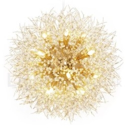 Lustre en métal et cristal chromé avec globe de feu d'artifice et pissenlit