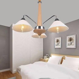 Lustre en bois et bambou galvanisé moderne et contemporain