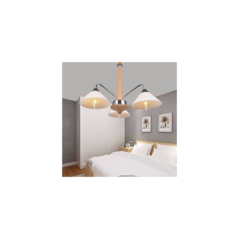 Lustre en bois et bambou galvanisé moderne et contemporain