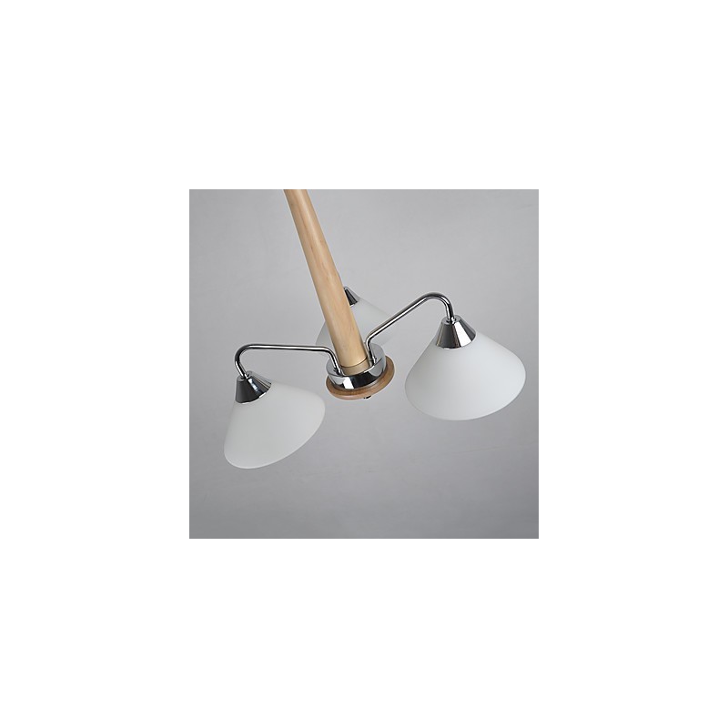 Lustre en bois et bambou galvanisé moderne et contemporain
