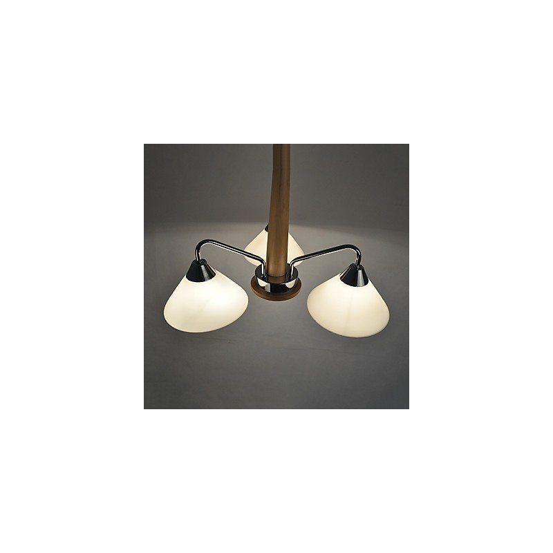 Lustre en bois et bambou galvanisé moderne et contemporain