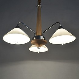 Lustre en bois et bambou galvanisé moderne et contemporain