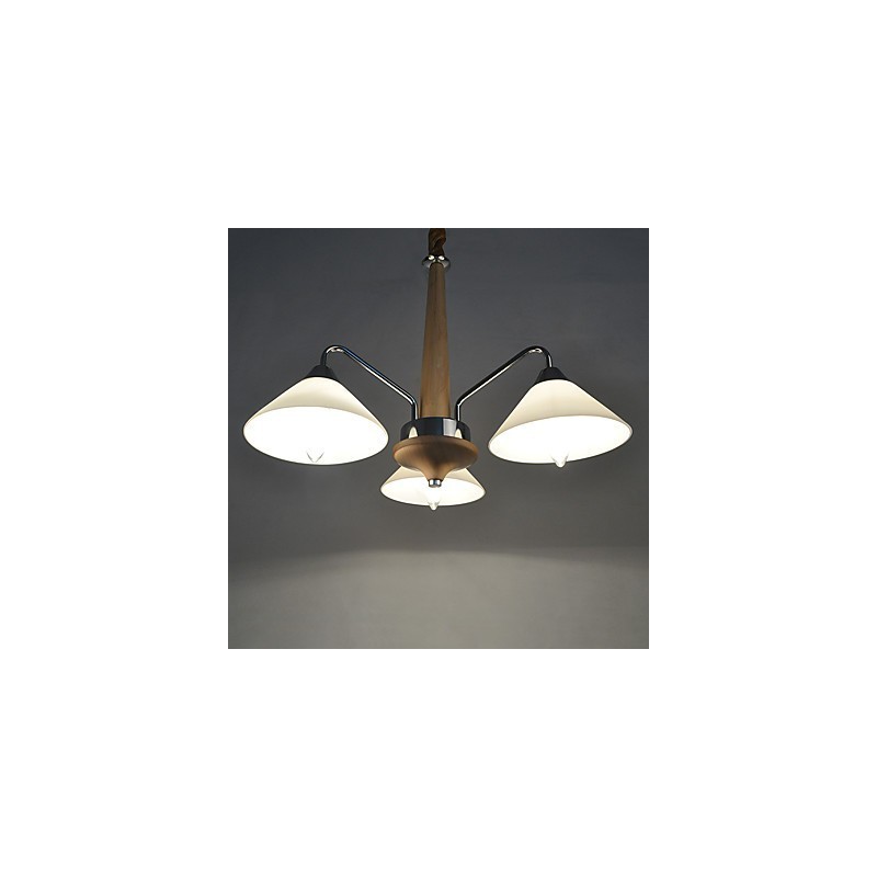 Lustre en bois et bambou galvanisé moderne et contemporain
