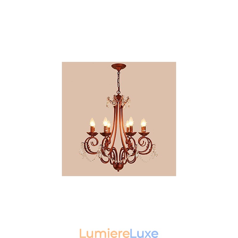 Lustre 8 lumières moderne contemporain traditionnel Lodge vintage rétro campagne peinture caractéristique pour cristal métal
