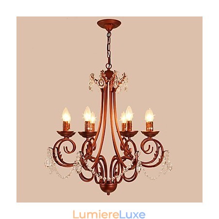 Lustre 8 lumières moderne contemporain traditionnel Lodge vintage rétro campagne peinture caractéristique pour cristal métal Lustre 8 lumières moderne contemporain traditionnel Lodge vintage rétro campagne peinture caractéristique pour cristal métal
