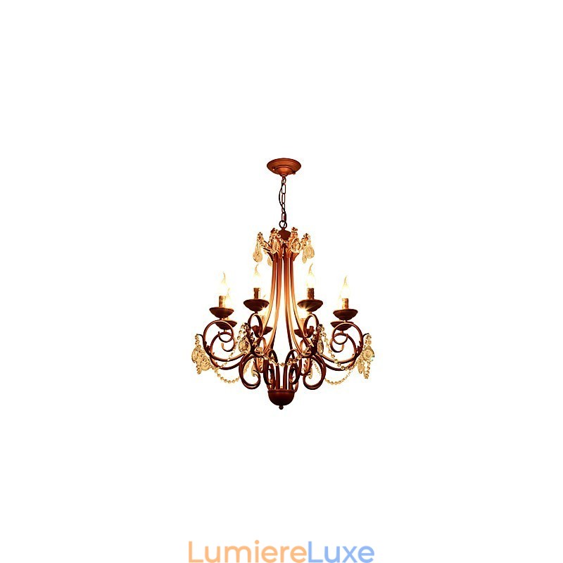 Lustre 8 lumières moderne contemporain traditionnel Lodge vintage rétro campagne peinture caractéristique pour cristal métal