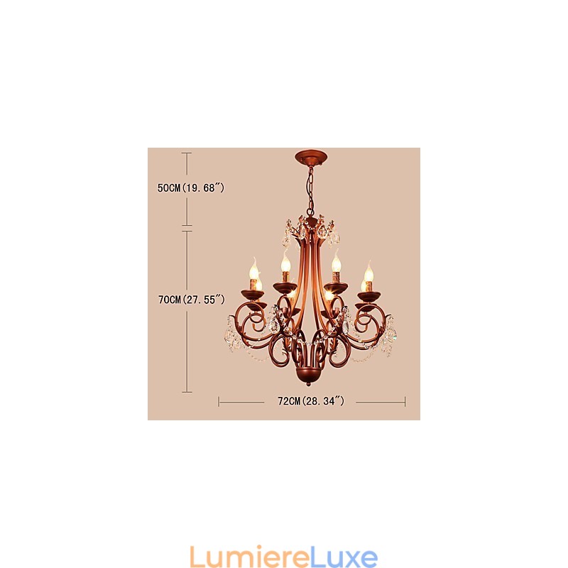 Lustre 8 lumières moderne contemporain traditionnel Lodge vintage rétro campagne peinture caractéristique pour cristal métal