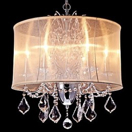 Lustre en métal de style mini cristal moderne, contemporain, traditionnel, classique, campagnard, avec fonction chromée