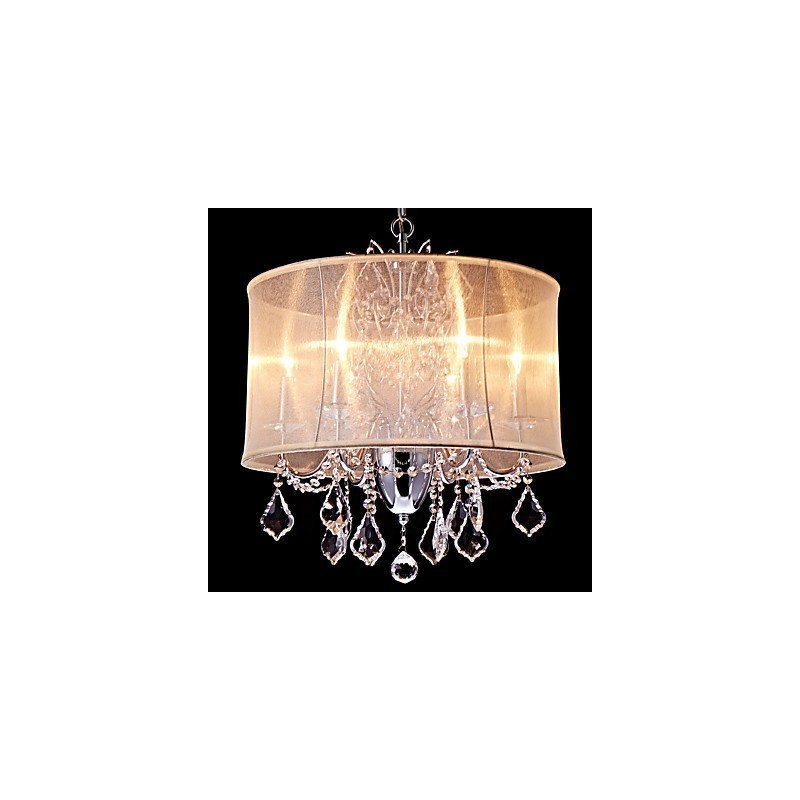 Lustre en métal de style mini cristal moderne, contemporain, traditionnel, classique, campagnard, avec fonction chromée