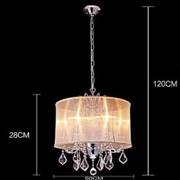 Lustre en métal de style mini cristal moderne, contemporain, traditionnel, classique, campagnard, avec fonction chromée