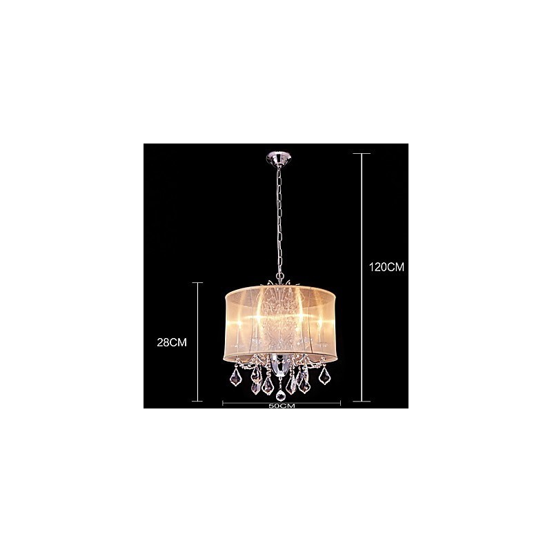 Lustre en métal de style mini cristal moderne, contemporain, traditionnel, classique, campagnard, avec fonction chromée