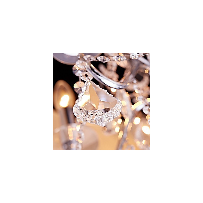 Lustre en métal de style mini cristal moderne, contemporain, traditionnel, classique, campagnard, avec fonction chromée