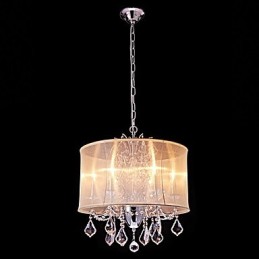 Lustre en métal de style mini cristal moderne, contemporain, traditionnel, classique, campagnard, avec fonction chromée