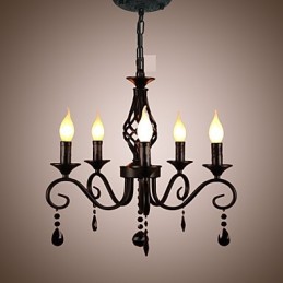 Lustre en cristal traditionnel, éclairage intérieur, 5 bougies, lustre simple
