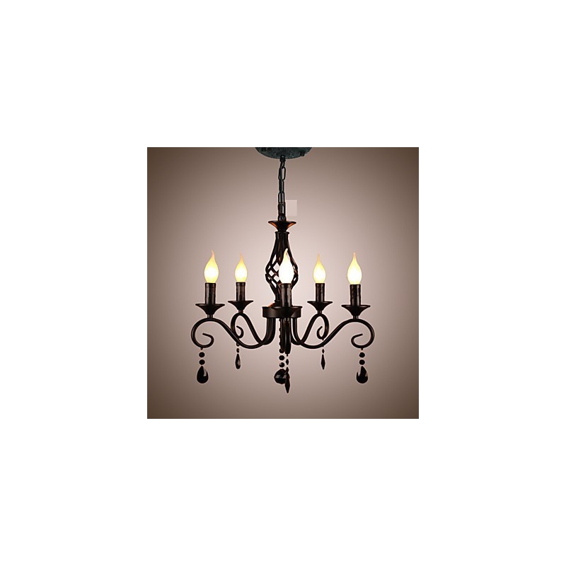 Lustre en cristal traditionnel, éclairage intérieur, 5 bougies, lustre simple