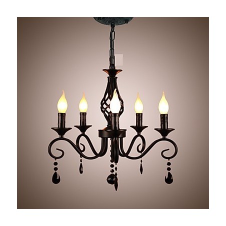 Lustre en cristal traditionnel, éclairage intérieur, 5 bougies, lustre simple Lustre en cristal traditionnel, éclairage intérieur, 5 bougies, lustre simple