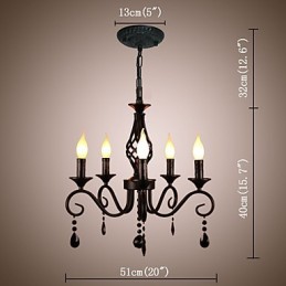 Lustre en cristal traditionnel, éclairage intérieur, 5 bougies, lustre simple