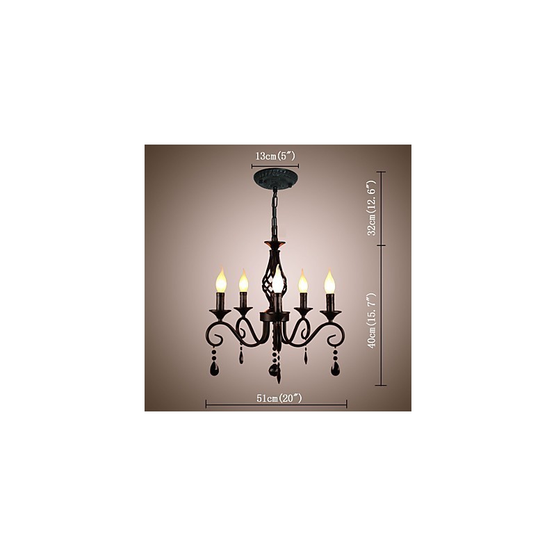 Lustre en cristal traditionnel, éclairage intérieur, 5 bougies, lustre simple