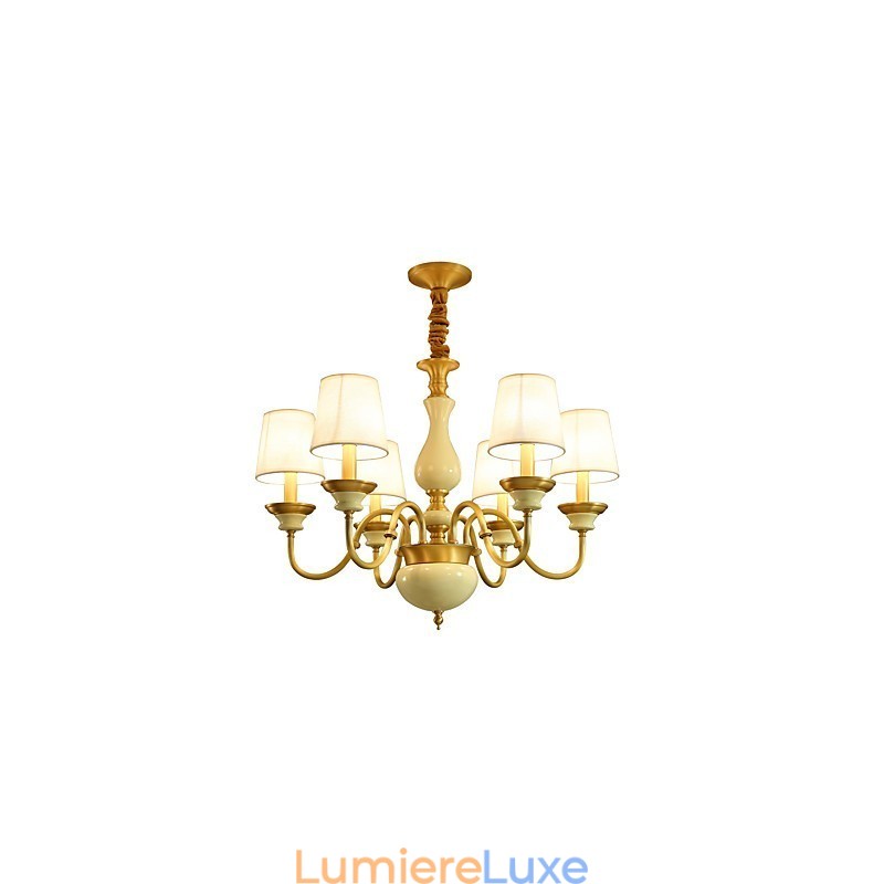 Lustre tout en cuivre Lustre décoratif en jade D
