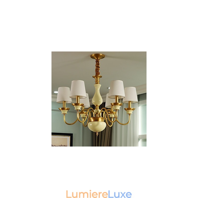 Lustre tout en cuivre Lustre décoratif en jade D
