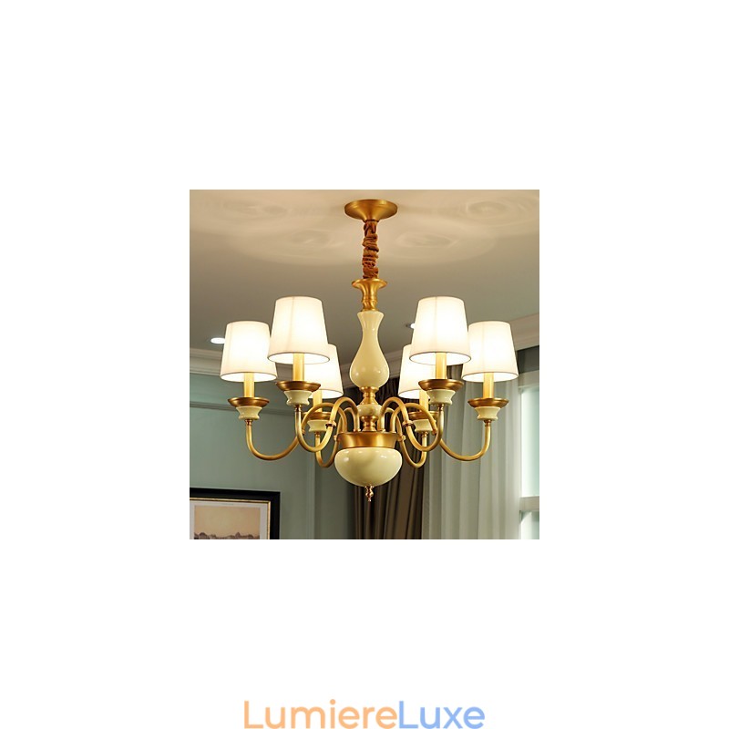 Lustre tout en cuivre Lustre décoratif en jade D