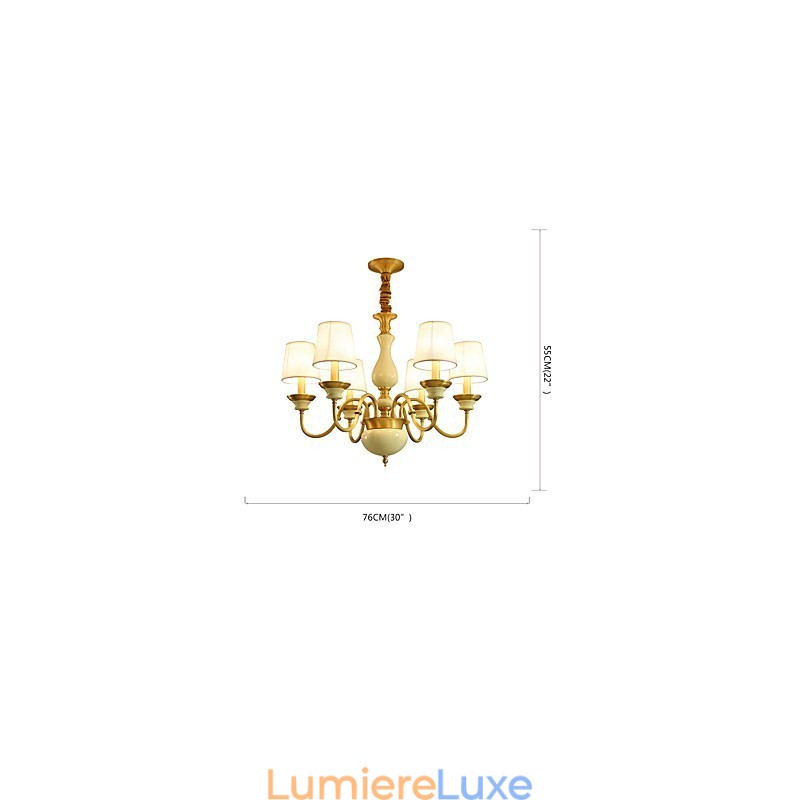 Lustre tout en cuivre Lustre décoratif en jade D