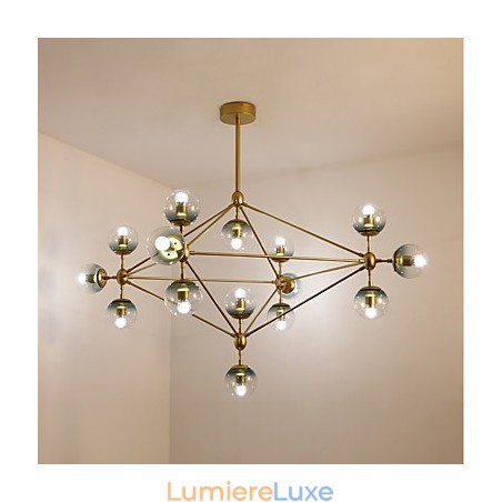 Lampe suspendue en métal et verre de style européen moderne à quinze lampes, style Modo, luminaire décoratif de style industriel pour le hall d'entrée Lampe suspendue en métal et verre de style européen moderne à quinze lampes, style Modo, luminaire décoratif de style industriel pour le hall d'entrée