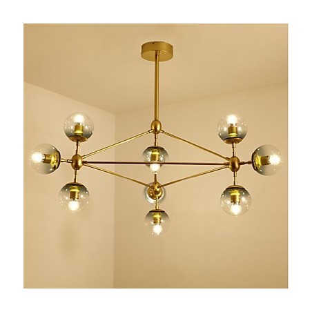 Lampe suspendue en verre métallique de style européen moderne à dix lampes Modo pour le hall d'entrée, lampe de lustre industrielle décorative Lampe suspendue en verre métallique de style européen moderne à dix lampes Modo pour le hall d'entrée, lampe de lustre industrielle décorative
