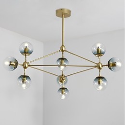 Lampe suspendue en verre métallique de style européen moderne à dix lampes Modo pour le hall d'entrée, lampe de lustre industrielle décorative