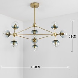 Lampe suspendue en verre métallique de style européen moderne à dix lampes Modo pour le hall d'entrée, lampe de lustre industrielle décorative