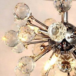 Lustre moderne contemporain en cristal de style mini en métal chromé à montage encastré