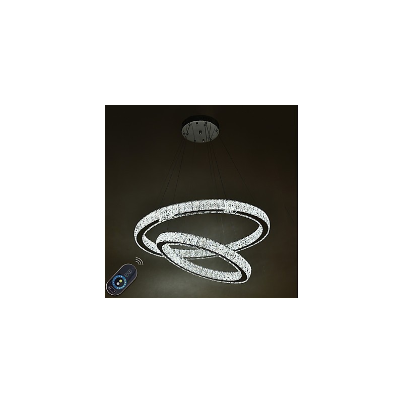 Lustre d'intérieur en cristal moderne, luminaire suspendu, plafonnier, éclairage à intensité variable, avec télécommande