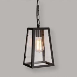 Suspension vintage en métal avec abat-jour en verre