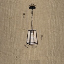 Suspension vintage en métal avec abat-jour en verre
