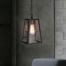 Suspension vintage en métal avec abat-jour en verre