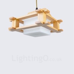 Suspension 1 lumière en bois de style nordique moderne et contemporain avec abat-jour en verre