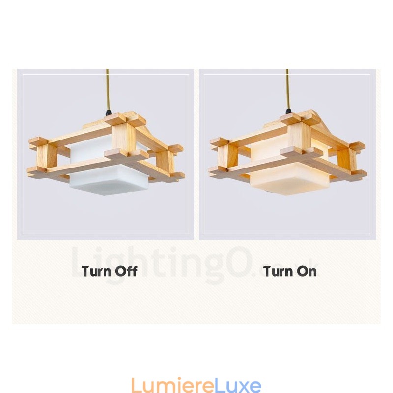 Suspension 1 lumière en bois de style nordique moderne et contemporain avec abat-jour en verre