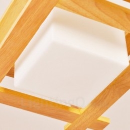 Suspension 1 lumière en bois de style nordique moderne et contemporain avec abat-jour en verre