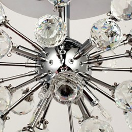 Lustre moderne contemporain en cristal de style mini en métal chromé à montage encastré