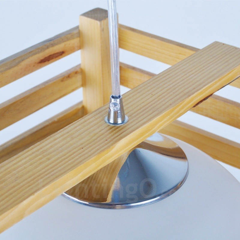 Suspension 1 lumière en bois de style nordique moderne et contemporain avec abat-jour en verre