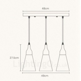 Suspension contemporaine moderne en bois à 3 lampes avec abat-jour en tissu